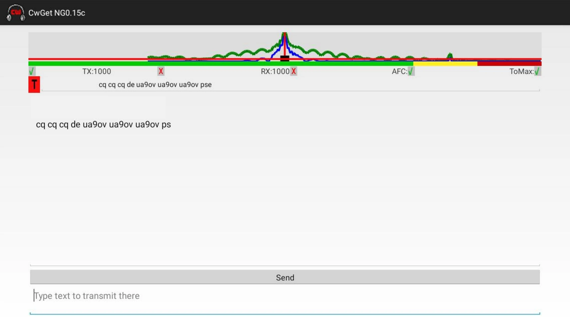CwGet Morse decoder screenshot